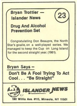 1985 New York Islanders News Bryan Trottier #23 Bryan Trottier / Don Beaupre Back