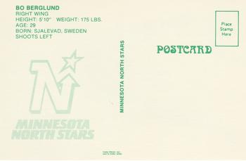 1985-86 Minnesota North Stars Postcards #NNO Bo Berglund Back