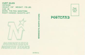 1985-86 Minnesota North Stars Postcards #NNO Curt Giles Back