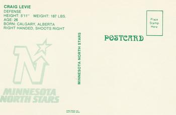 1985-86 Minnesota North Stars Postcards #NNO Craig Levie Back