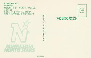 1985-86 Minnesota North Stars Postcards #NNO Curt Giles Back