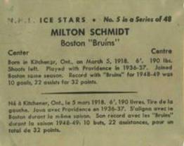 1949-50 World Wide Gum NHL Ice Stars Wrappers #5 Milton Schmidt Front