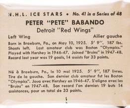1949-50 World Wide Gum NHL Ice Stars Wrappers #41 Pete Babando Front