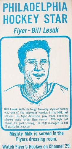 1972 Mighty Milk Philadelphia Flyers #NNO Bill Lesuk Front