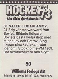 1972-73 Williams Hockey (Swedish) #50 Valeri Kharlamov Back