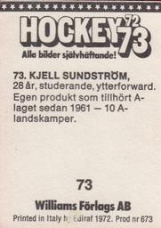 1972-73 Williams Hockey (Swedish) #73 Kjell Sundstrom Back
