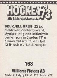 1972-73 Williams Hockey (Swedish) #163 Kjell Brus Back