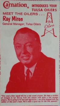 1972-73 Carnation Tulsa Oilers (CHL) Milk Panels #NNO Ray Miron Front
