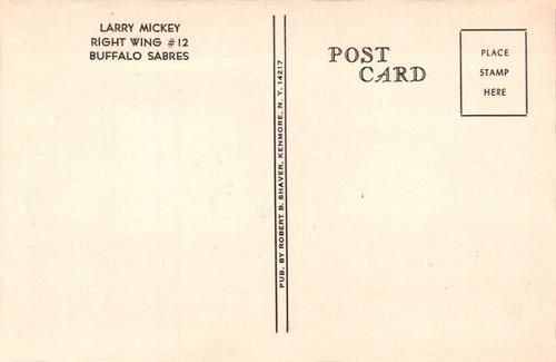1973-74 Buffalo Sabres Postcards #NNO Larry Mickey Back