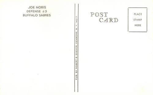 1973-74 Buffalo Sabres Postcards #NNO Joe Noris Back
