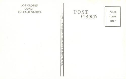 1973-74 Buffalo Sabres Postcards #NNO Joe Crozier Back