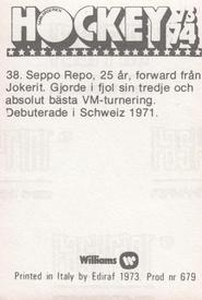 1973-74 Williams Hockey (Swedish) #38 Seppo Repo Back