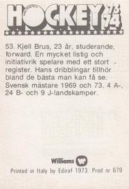 1973-74 Williams Hockey (Swedish) #53 Kjell Brus Back