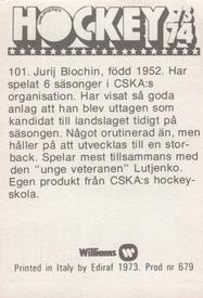 1973-74 Williams Hockey (Swedish) #101 Jurij Blochin Back