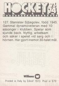 1973-74 Williams Hockey (Swedish) #127 Stanislav Sjtjegolev Back