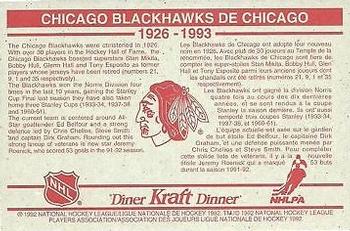 1992-93 Kraft - Kraft Dinner Teams #NNO Chicago Blackhawks  Back
