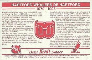 1992-93 Kraft - Kraft Dinner Teams #NNO Hartford Whalers  Back