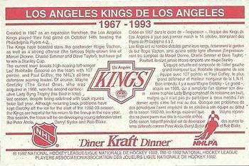 1992-93 Kraft - Kraft Dinner Teams #NNO Los Angeles Kings  Back