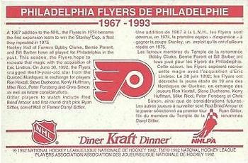 1992-93 Kraft - Kraft Dinner Teams #NNO Philadelphia Flyers  Back