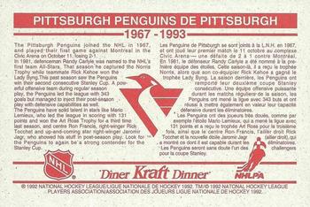 1992-93 Kraft - Kraft Dinner Teams #NNO Pittsburgh Penguins  Back