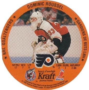 1992-93 Kraft - Kraft Peanut Butter NHL Goaltenders #NNO Jon Casey / Dominic Roussel  Back