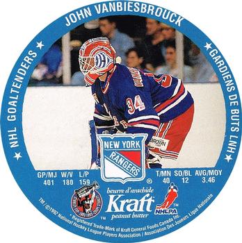 1992-93 Kraft - Kraft Peanut Butter NHL Goaltenders #NNO Patrick Roy / John Vanbiesbrouck Back