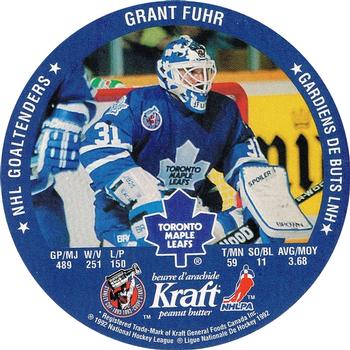 1992-93 Kraft - Kraft Peanut Butter NHL Goaltenders #NNO Peter Sidorkiewicz / Grant Fuhr  Back