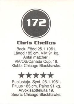 1993 Semic Hockey VM/Jaakiekon MM (Swedish/Finnish) Stickers #172 Chris Chelios Back
