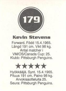 1993 Semic Hockey VM/Jaakiekon MM (Swedish/Finnish) Stickers #179 Kevin Stevens Back