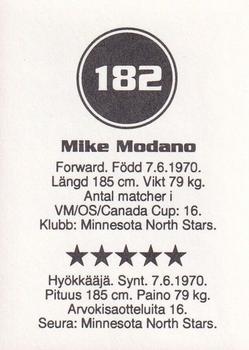 1993 Semic Hockey VM/Jaakiekon MM (Swedish/Finnish) Stickers #182 Mike Modano Back