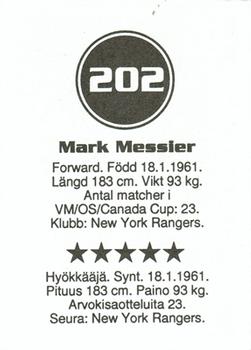 1993 Semic Hockey VM/Jaakiekon MM (Swedish/Finnish) Stickers #202 Mark Messier Back