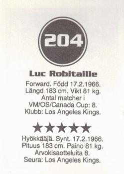 1993 Semic Hockey VM/Jaakiekon MM (Swedish/Finnish) Stickers #204 Luc Robitaille Back