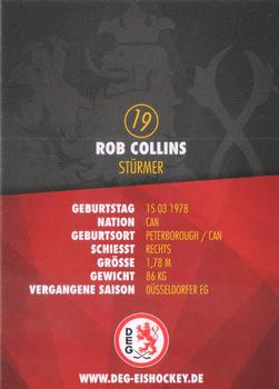 2016-17 Dusseldorfer EG Postcards #NNO Rob Collins Back