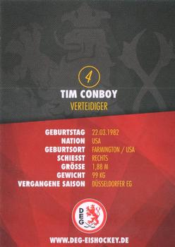 2016-17 Dusseldorfer EG Postcards #NNO Tim Conboy Back