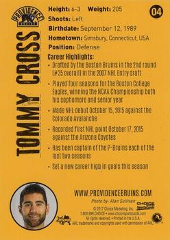 2016-17 Choice Providence Bruins (AHL) #04 Tommy Cross Back