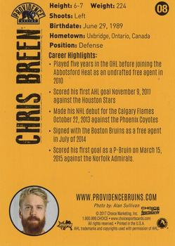 2016-17 Choice Providence Bruins (AHL) #08 Christopher Breen Back