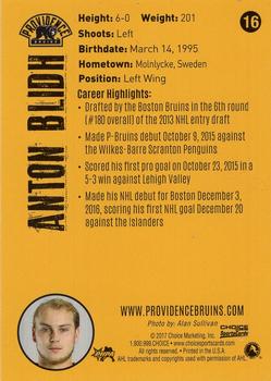 2016-17 Choice Providence Bruins (AHL) #16 Anton Blidh Back