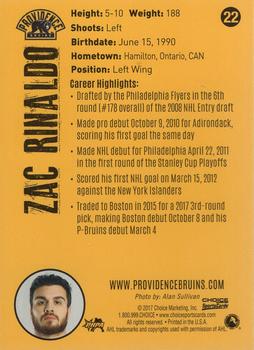 2016-17 Choice Providence Bruins (AHL) #22 Zac Rinaldo Back