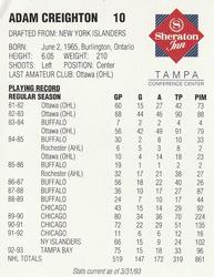 1992-93 Tampa Bay Lightning #NNO Adam Creighton Back