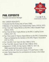 1992-93 Tampa Bay Lightning #NNO Phil Esposito Back