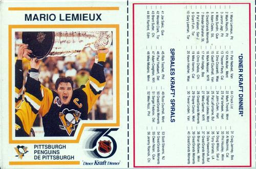 1991-92 Kraft - Panels #1 / 64 Mario Lemieux / Checklist Front