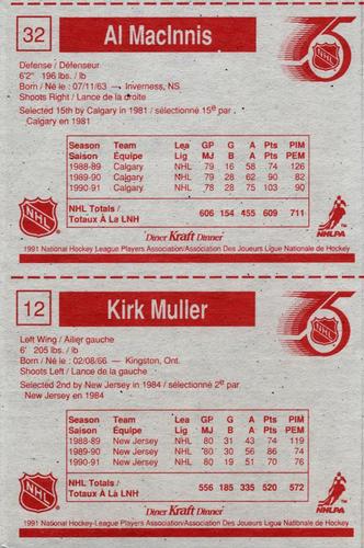 1991-92 Kraft - Panels #12 / 32 Kirk Muller / Al MacInnis Back