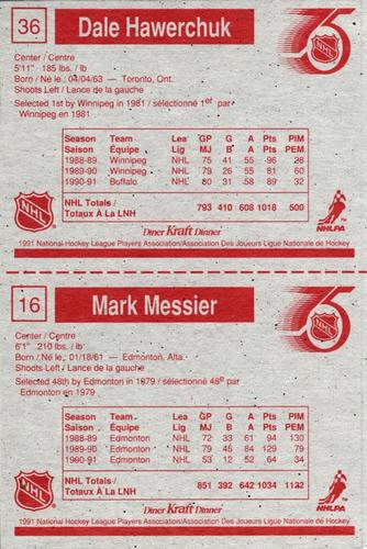 1991-92 Kraft - Panels #16 / 36 Mark Messier / Dale Hawerchuk Back