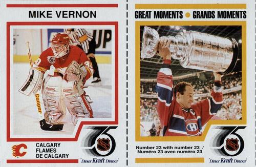 1991-92 Kraft - Panels #19 / 39 Mike Vernon / Great Moments Front