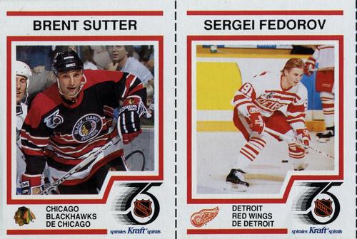 1991-92 Kraft - Panels #43 / 51 Brent Sutter / Sergei Fedorov Front