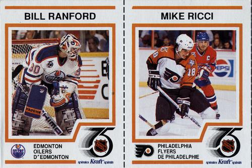 1991-92 Kraft - Panels #44 / 52 Bill Ranford / Mike Ricci Front