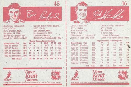 1990-91 Kraft - Panels #16 / 45 Dale Hawerchuk / Bill Ranford Back