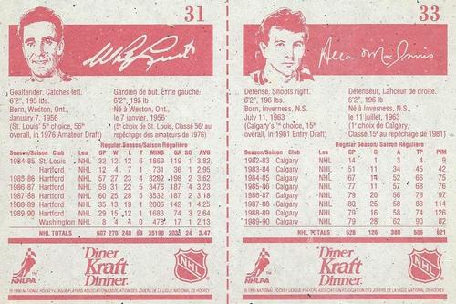 1990-91 Kraft - Panels #33 / 31 Al MacInnis / Mike Liut Back