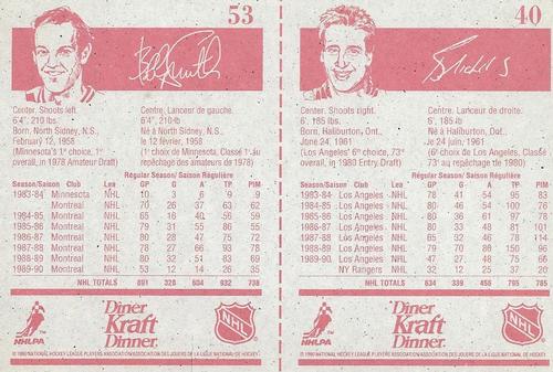 1990-91 Kraft - Panels #40 / 53 Bernie Nicholls / Bobby Smith Back