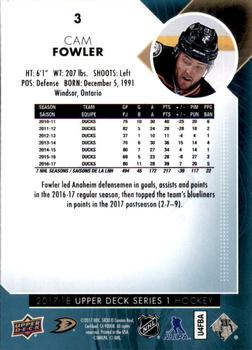 2017-18 Upper Deck #3 Cam Fowler Back